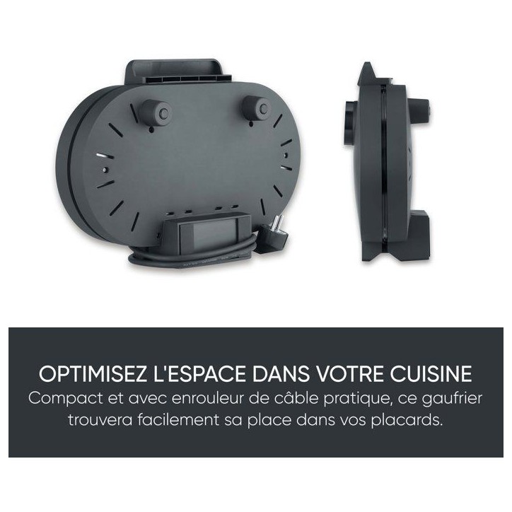 Gaufrier duo - SEVERIN - WA2118 - 1200 W - Formes de coeur - Revetement céramique anti-adhésif - Noir