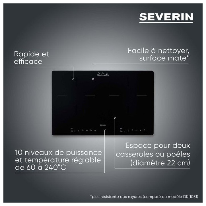 Plaque a induction portable - SEVERIN - 2 foyers - 60,0 x 38 x 4,2 cm - Noir - DK1033 Plaque a induction portable - SEVERIN - 2 foyers - 60,0 x 38 x 4,2 cm - Noir - DK1033
