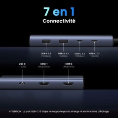 Hub USB-C 7 en 1 - UGREEN - Gris