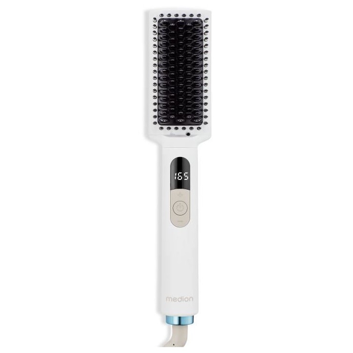 Brosse chauffante - MEDION - MD19859 - 46 W - 5 niveaux de chaleur - 165 a 210°C - Blanc Brosse chauffante - MEDION - MD19859 - 46 W - 5 niveaux de chaleur - 165 a 210°C - Blanc