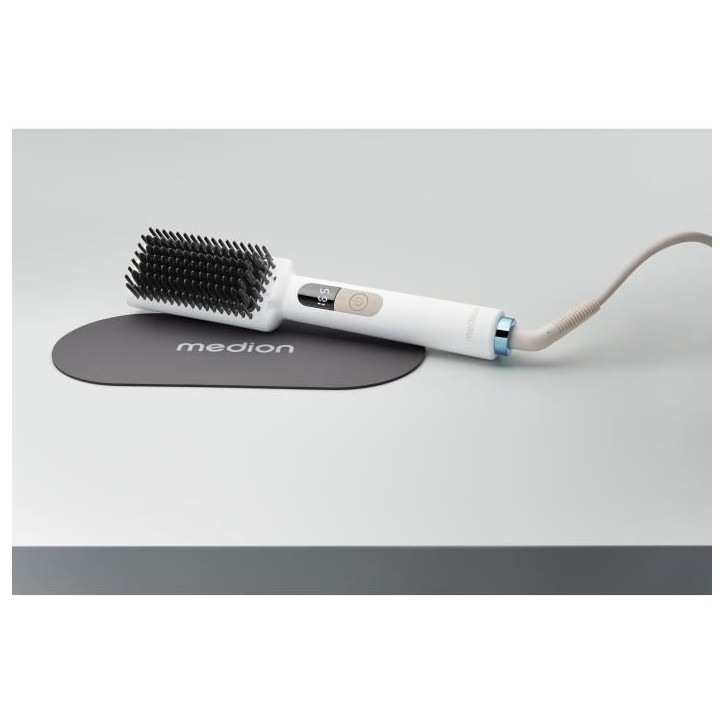 Brosse chauffante - MEDION - MD19859 - 46 W - 5 niveaux de chaleur - 165 a 210°C - Blanc Brosse chauffante - MEDION - MD19859 - 46 W - 5 niveaux de chaleur - 165 a 210°C - Blanc