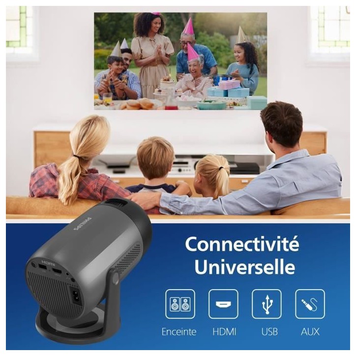 Vidéoprojecteur - PHILIPS - NEOPIX 150 - FHD 1080p - 80 pouces - Noir Vidéoprojecteur - PHILIPS - NEOPIX 150 - FHD 1080p - 80 pouces - Noir