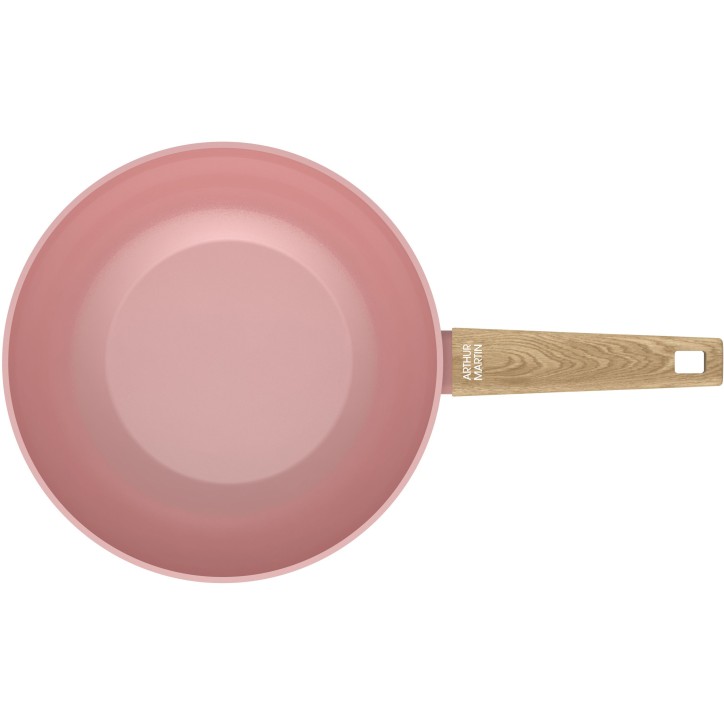 Wok - Tous feux dont induction - ARTHUR MARTIN - AM4944 - Revetement céramique - Ø 28 cm - Rose Wok - Tous feux dont induction - ARTHUR MARTIN - AM4944 - Revetement céramique - Ø 28 cm - Rose
