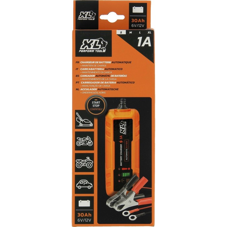 Chargeur batterie auto - XLPT - 1A - 20W - 12V - 3 m - Inclus câble détachable avec cosses a oeillet et crocodile Chargeur batterie auto - XLPT - 1A - 20W - 12V - 3 m - Inclus câble détachable avec cosses a oeillet et crocodile