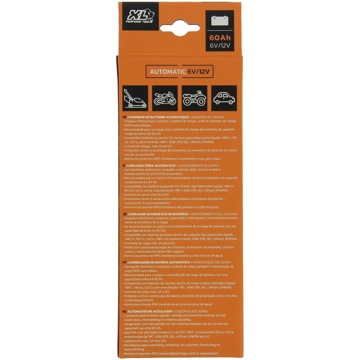 Chargeur batterie auto - XLPT - 2A - 35W - 12V - 3 m - IP65 - Protection inversion polarité/court-circuit/mauvaise batterie Chargeur batterie auto - XLPT - 2A - 35W - 12V - 3 m - IP65 - Protection inversion polarité/court-circuit/mauvaise batterie