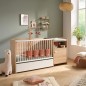 Lit bébé combiné - 120x60cm - Evolutif en 90x190cm - Babyprice Up - Décor bois - Avec commode a langer 1 porte Lit bébé combiné - 120x60cm - Evolutif en 90x190cm - Babyprice Up - Décor bois - Avec commode a langer 1 porte