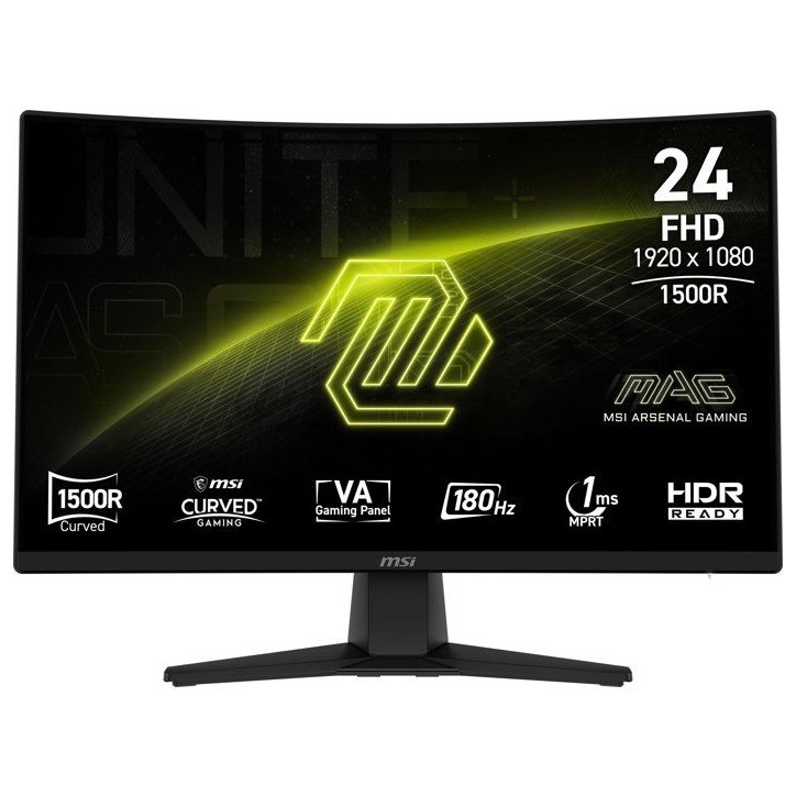 Ecran PC Gamer Incurvé - MSI - 24'' - FHD - 180Hz - Dalle VA - 1ms - MAG242C