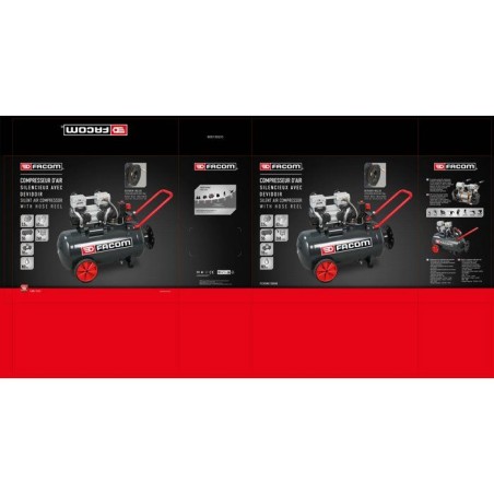 Compresseur - Horizontal - Facom - Débruité Silver - 50 L - 2,5 HP - Silencieux