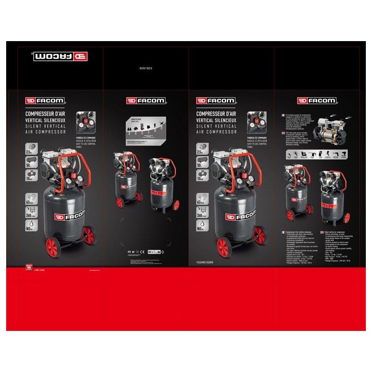 Compresseur - Vertical - Facom - Débruité Silent - 50 L - 2,5 HP - Silencieux