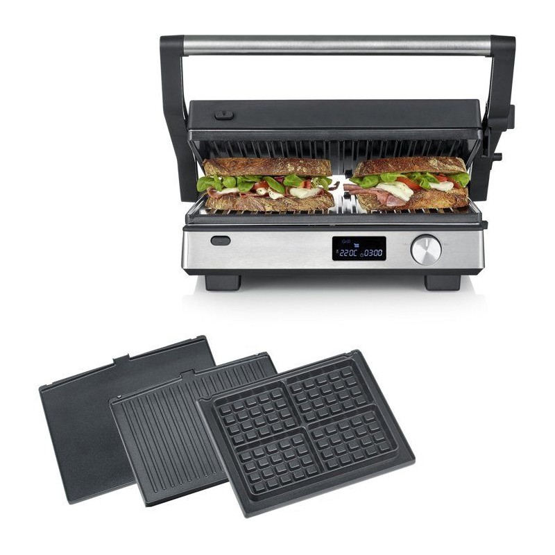 Gril multifonction 3-en-1 - SEVERIN - KG 2380 - 2000 W - 3 jeux de pla