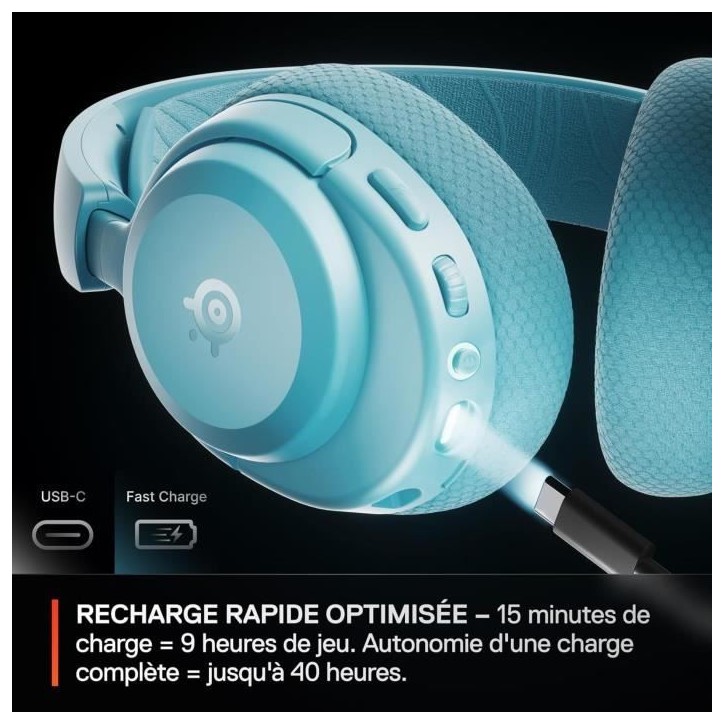 Casque gaming sans fil - STEELSERIES - Arctis Nova 3PW - Autonomie 40h - Bluetooth + 2,4 GHz - Couleur Bleu ciel Casque gaming sans fil - STEELSERIES - Arctis Nova 3PW - Autonomie 40h - Bluetooth + 2,4 GHz - Couleur Bleu ciel