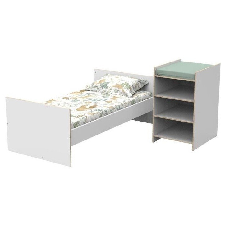 Lit bébé combiné - 120x60cm - Evolutif en 90x190cm - Babyprice First - En bois et chant bois