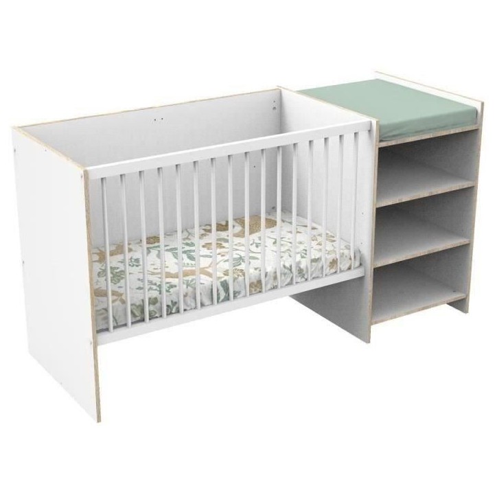 Lit bébé combiné - 120x60cm - Evolutif en 90x190cm - Babyprice First - En bois et chant bois