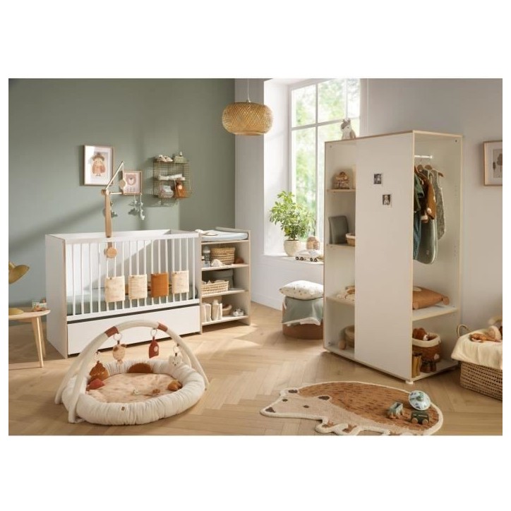 Lit bébé combiné - 120x60cm - Evolutif en 90x190cm - Babyprice First - En bois et chant bois