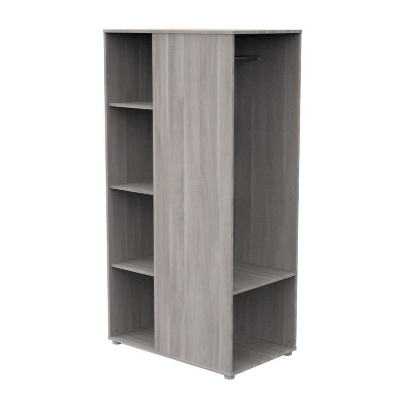 Meuble de rangement enfant - Chene silex - Avec étageres et penderie Meuble de rangement enfant - Chene silex - Avec étageres et penderie
