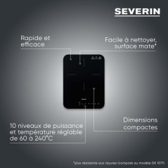 Plaque a induction portable - SEVERIN - 1 foyer - 28 x 37 x 4,2 cm - N