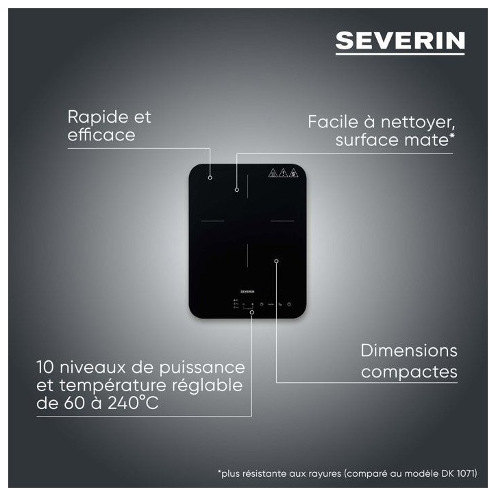 Plaque a induction portable - SEVERIN - 1 foyer - 28 x 37 x 4,2 cm - Noir - DK1032 Plaque a induction portable - SEVERIN - 1 foyer - 28 x 37 x 4,2 cm - Noir - DK1032