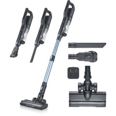 Aspirateur balai sans fil 2-en-1 - SEVERIN HV7151 - 300 W - 50 min - 650 ml - 80 dB - Noir / Bleu