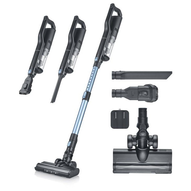 Aspirateur balai sans fil 2-en-1 - SEVERIN HV7151 - 300 W - 50 min - 650 ml - 80 dB - Noir / Bleu Aspirateur balai sans fil 2-en-1 - SEVERIN HV7151 - 300 W - 50 min - 650 ml - 80 dB - Noir / Bleu