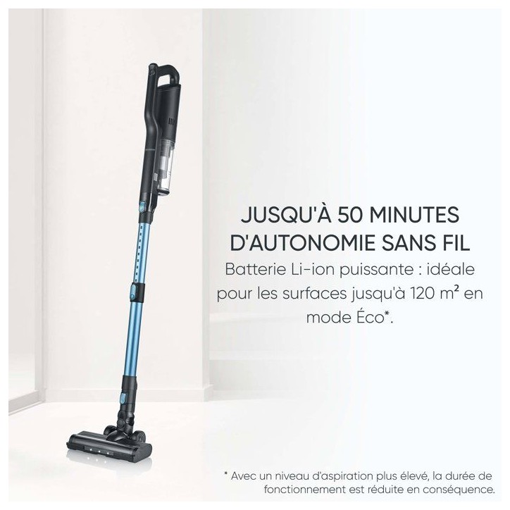Aspirateur balai sans fil 2-en-1 - SEVERIN HV7151 - 300 W - 50 min - 650 ml - 80 dB - Noir / Bleu Aspirateur balai sans fil 2-en-1 - SEVERIN HV7151 - 300 W - 50 min - 650 ml - 80 dB - Noir / Bleu