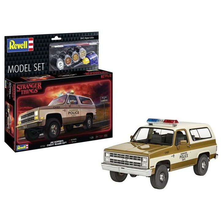 Maquette de voiture - REVELL - Model Set - Stranger Things - Chevrolet K5 Blazer - Avec colle, peintures et accessoires Maquette de voiture - REVELL - Model Set - Stranger Things - Chevrolet K5 Blazer - Avec colle, peintures et accessoires