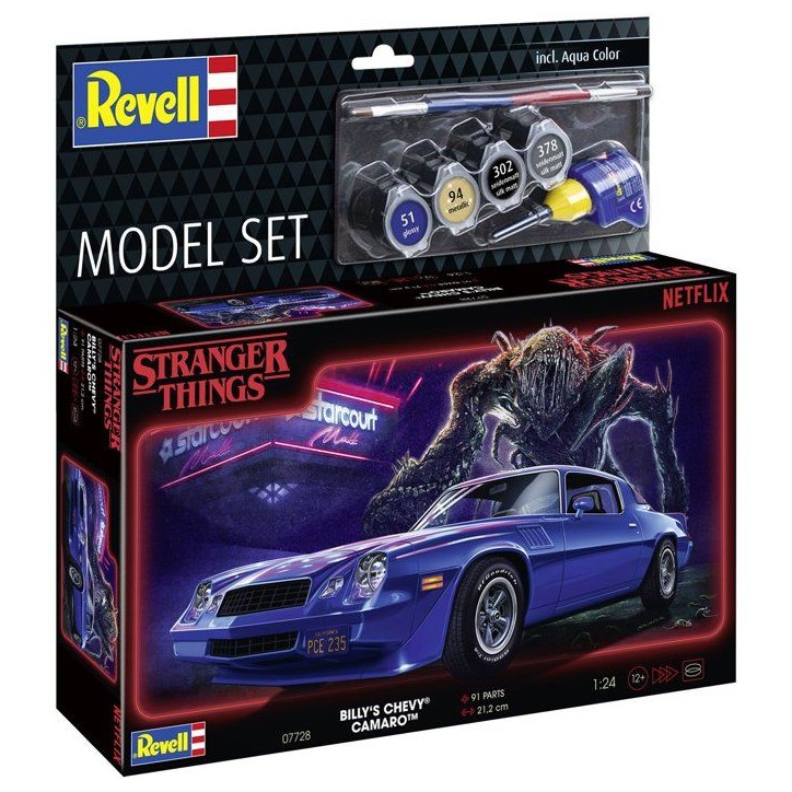 Maquette de voiture - REVELL - Model Set - Stranger Things - Billy's Chevy Camaro Z/28 - Avec colle, peintures et accessoires Maquette de voiture - REVELL - Model Set - Stranger Things - Billy's Chevy Camaro Z/28 - Avec colle, peintures et accessoires