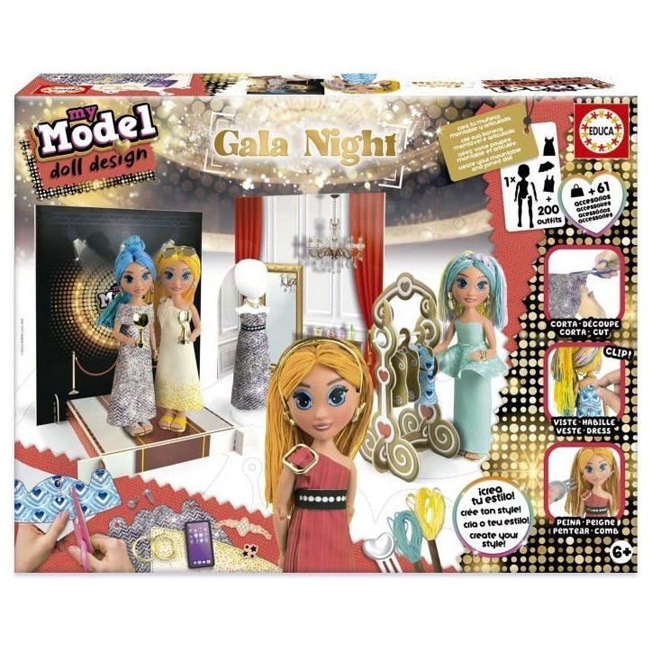 Kit de création de mode - EDUCA - Gala Night - 200 tenues - 1 poupée - Pour enfants a partir de 6 ans Kit de création de mode - EDUCA - Gala Night - 200 tenues - 1 poupée - Pour enfants a partir de 6 ans