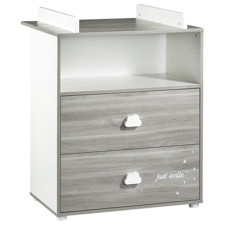 Chambre bébé complete - Lit 120x60 et commode a langer - BABY PRICE - SMILE - Chene silex