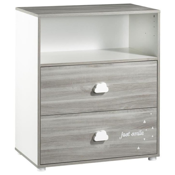 Chambre bébé complete - Lit 120x60 et commode a langer - BABY PRICE - SMILE - Chene silex
