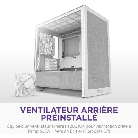 Boitier moyen-tour micro-ATX - NZXT - CC-H31FW-01 - H3 Flow - Blanc - Airflow remarquable - Support GPU grand format