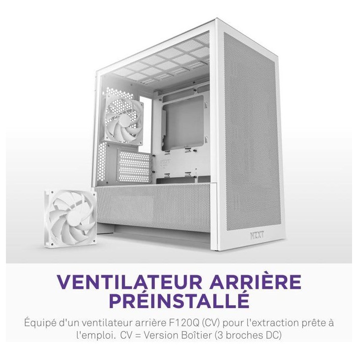 Boitier moyen-tour micro-ATX - NZXT - CC-H31FW-01 - H3 Flow - Blanc - Airflow remarquable - Support GPU grand format Boitier moyen-tour micro-ATX - NZXT - CC-H31FW-01 - H3 Flow - Blanc - Airflow remarquable - Support GPU grand format