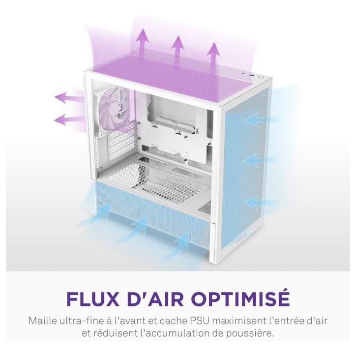 Boitier moyen-tour micro-ATX - NZXT - CC-H31FW-01 - H3 Flow - Blanc - Airflow remarquable - Support GPU grand format Boitier moyen-tour micro-ATX - NZXT - CC-H31FW-01 - H3 Flow - Blanc - Airflow remarquable - Support GPU grand format