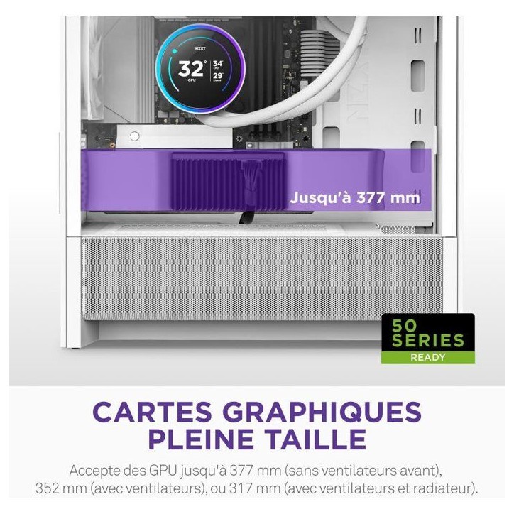 Boitier moyen-tour micro-ATX - NZXT - CC-H31FW-01 - H3 Flow - Blanc - Airflow remarquable - Support GPU grand format Boitier moyen-tour micro-ATX - NZXT - CC-H31FW-01 - H3 Flow - Blanc - Airflow remarquable - Support GPU grand format