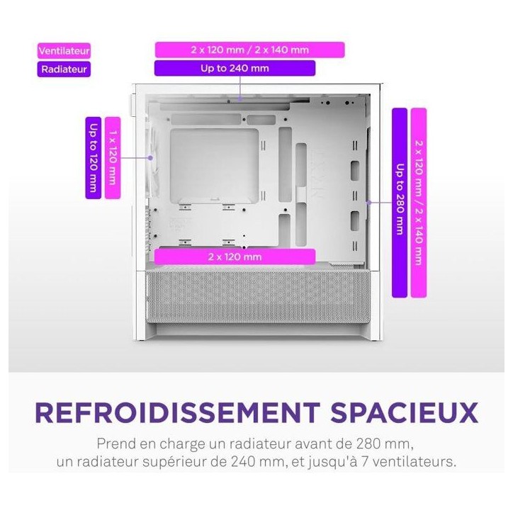 Boitier moyen-tour micro-ATX - NZXT - CC-H31FW-01 - H3 Flow - Blanc - Airflow remarquable - Support GPU grand format Boitier moyen-tour micro-ATX - NZXT - CC-H31FW-01 - H3 Flow - Blanc - Airflow remarquable - Support GPU grand format