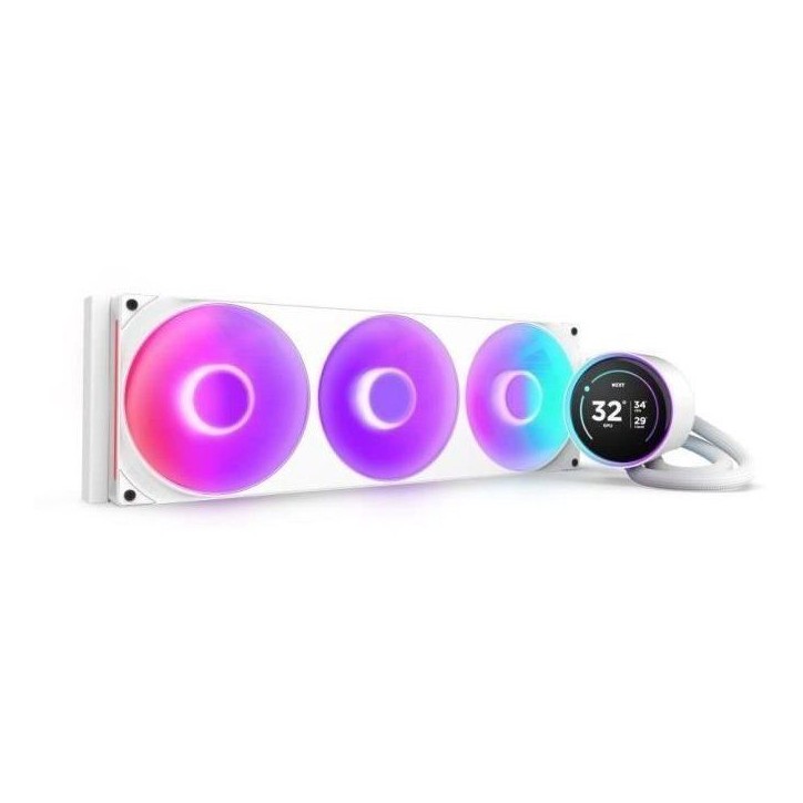 Watercooling - NZXT - RL-KR42E-W2 - Kraken Elite 420 RGB - Écran 2.72, panneau RGB personnalisable et ventilateurs RGB - Blanc