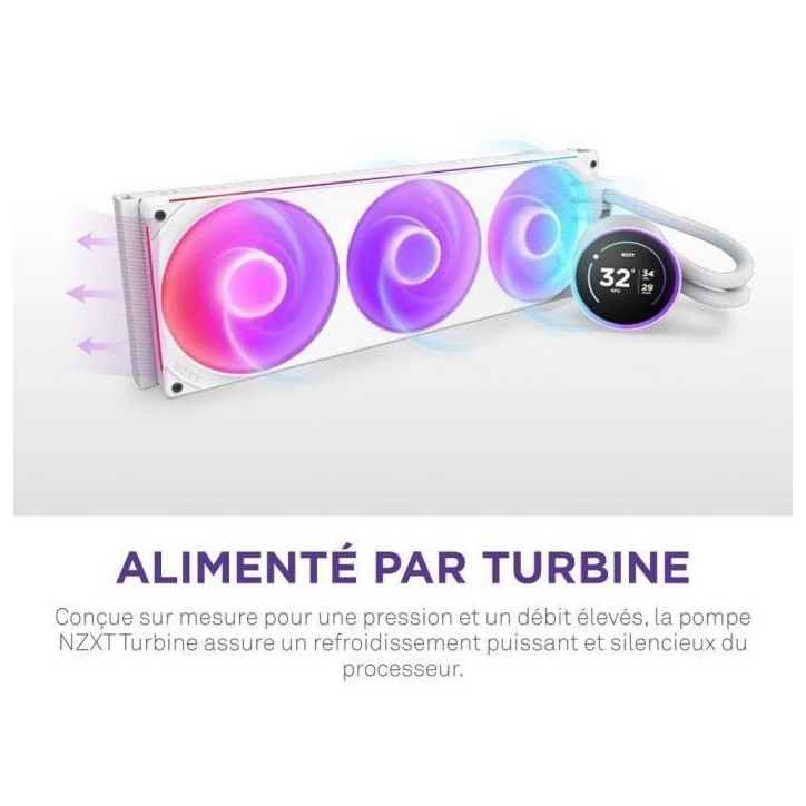 Watercooling - NZXT - RL-KR42E-W2 - Kraken Elite 420 RGB - Écran 2.72, panneau RGB personnalisable et ventilateurs RGB - Blanc