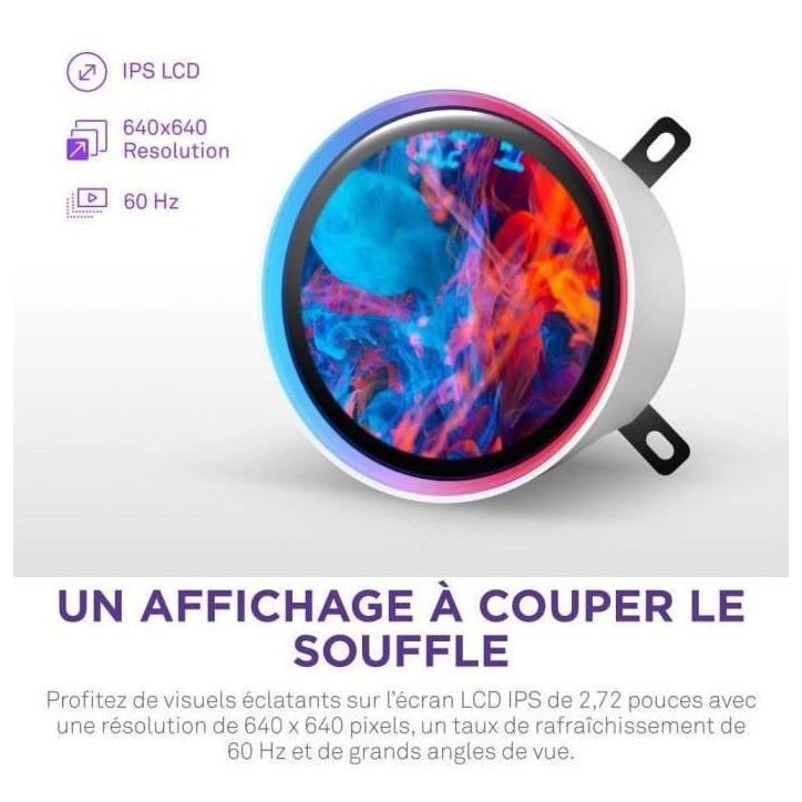 Watercooling - NZXT - RL-KR42E-W2 - Kraken Elite 420 RGB - Écran 2.72, panneau RGB personnalisable et ventilateurs RGB - Blanc