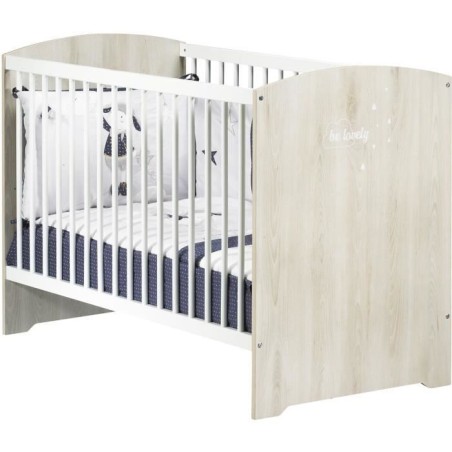 Chambre bébé complete - Lit 120x60 et commode a langer - BABY PRICE - SMILE - Hetre cendré