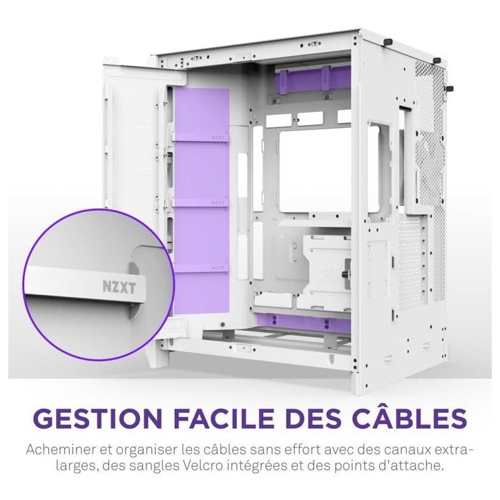 Boitier moyen-tour - NZXT - CM-H92FW-01 - H9 Flow - Double chambre - Panneaux mesh - Verre trempé Boitier moyen-tour - NZXT - CM-H92FW-01 - H9 Flow - Double chambre - Panneaux mesh - Verre trempé