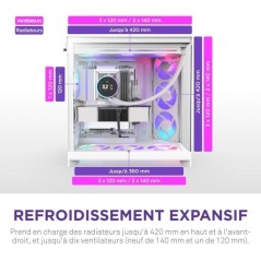 Boitier moyen-tour - NZXT - CM-H92FW-P1 - H9 Flow RGB+ - Ventilateurs RGB inclus - Blanc - Contrôleur NZXT CAM