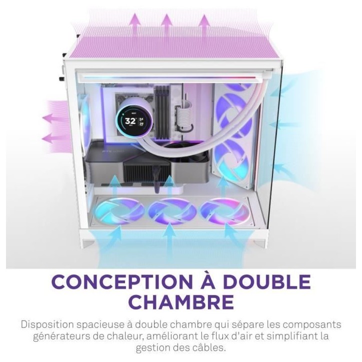 Boitier moyen-tour - NZXT - CM-H92FW-P1 - H9 Flow RGB+ - Ventilateurs RGB inclus - Blanc - Contrôleur NZXT CAM Boitier moyen-tour - NZXT - CM-H92FW-P1 - H9 Flow RGB+ - Ventilateurs RGB inclus - Blanc - Contrôleur NZXT CAM