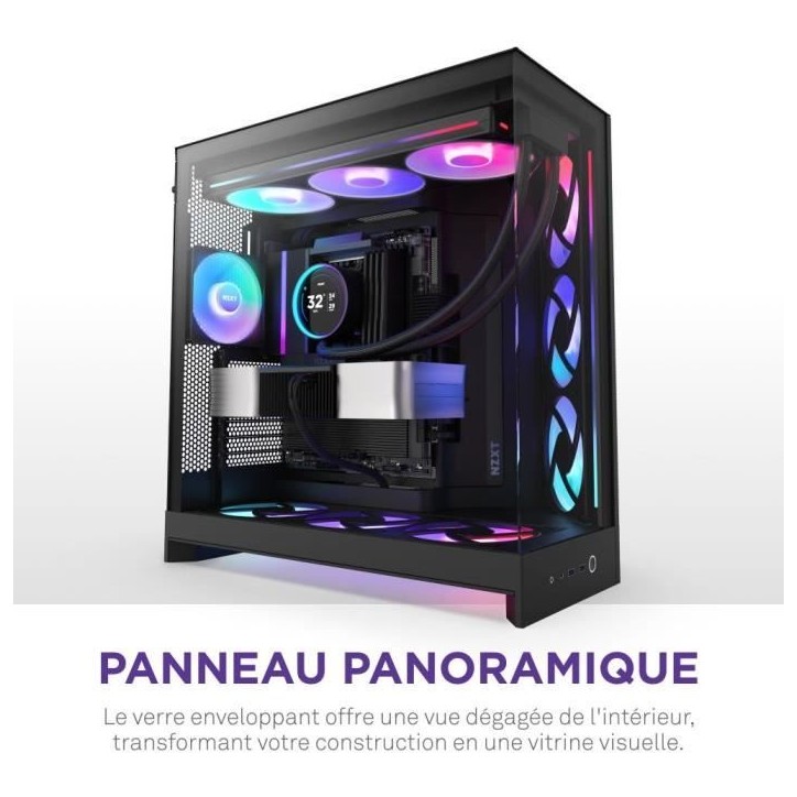 Boitier moyen-tour - NZXT - CM-H92FB-R1 - H9 Flow RGB - Double chambre - Ventilateurs RGB inclus - Noir Boitier moyen-tour - NZXT - CM-H92FB-R1 - H9 Flow RGB - Double chambre - Ventilateurs RGB inclus - Noir