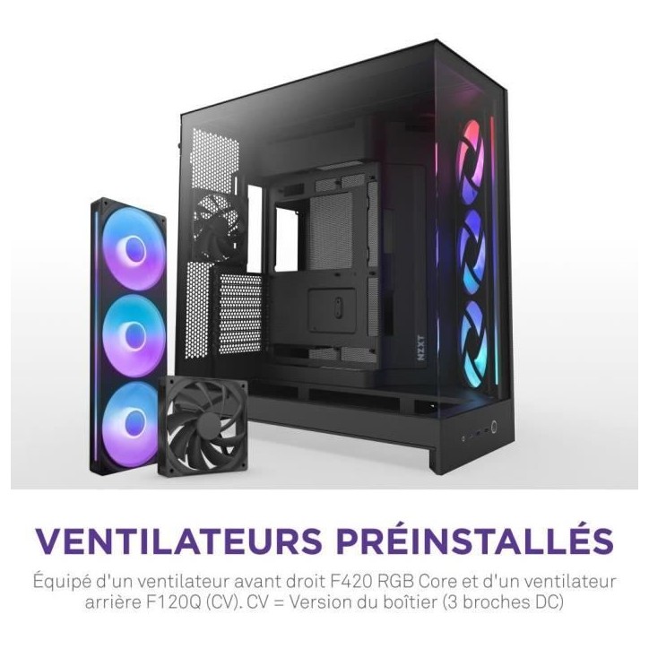 Boitier moyen-tour - NZXT - CM-H92FB-R1 - H9 Flow RGB - Double chambre - Ventilateurs RGB inclus - Noir Boitier moyen-tour - NZXT - CM-H92FB-R1 - H9 Flow RGB - Double chambre - Ventilateurs RGB inclus - Noir