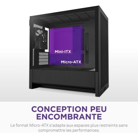 Boitier moyen-tour micro-ATX - NZXT - CC-H31FB-01 - H3 Flow - Airflow remarquable - Noir - GPU grand format