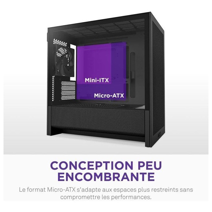 Boitier moyen-tour micro-ATX - NZXT - CC-H31FB-01 - H3 Flow - Airflow remarquable - Noir - GPU grand format Boitier moyen-tour micro-ATX - NZXT - CC-H31FB-01 - H3 Flow - Airflow remarquable - Noir - GPU grand format