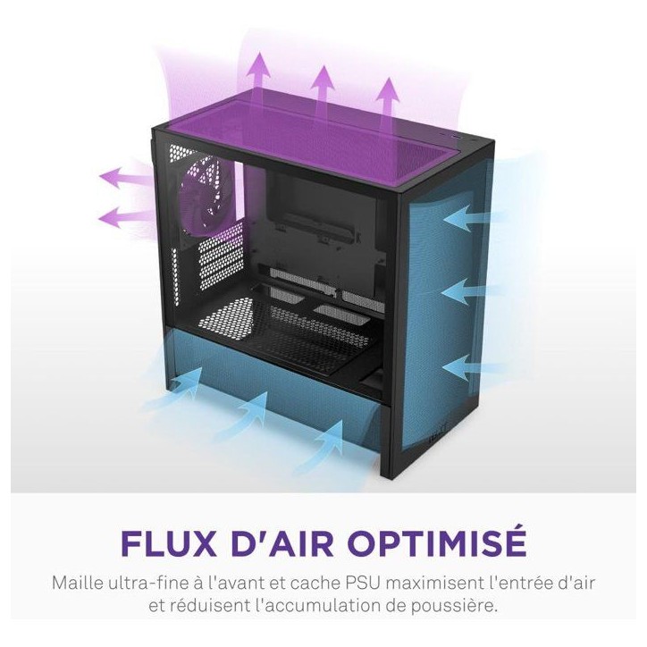 Boitier moyen-tour micro-ATX - NZXT - CC-H31FB-01 - H3 Flow - Airflow remarquable - Noir - GPU grand format Boitier moyen-tour micro-ATX - NZXT - CC-H31FB-01 - H3 Flow - Airflow remarquable - Noir - GPU grand format