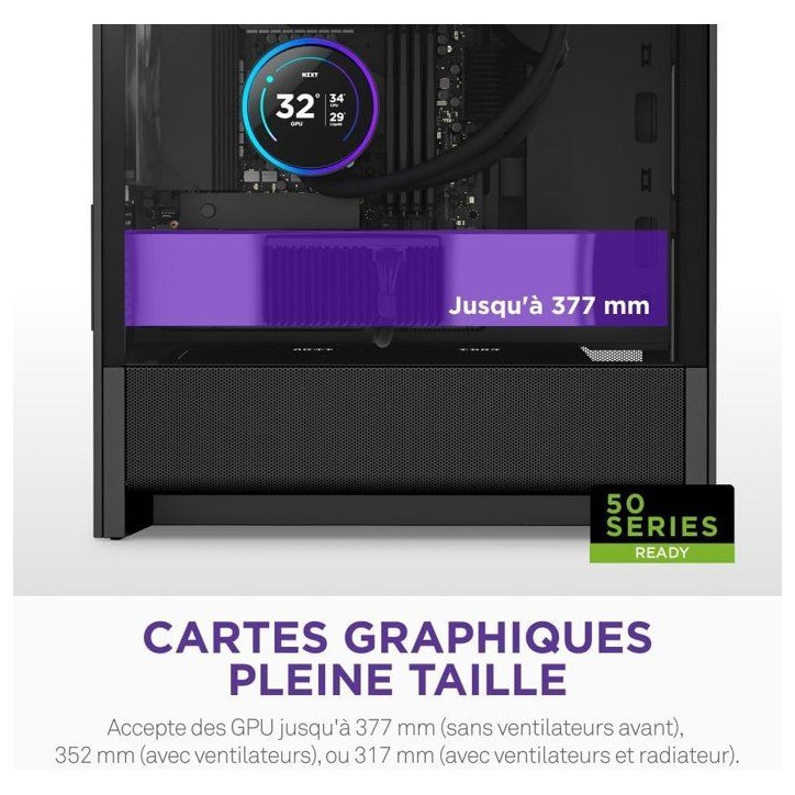 Boitier moyen-tour micro-ATX - NZXT - CC-H31FB-01 - H3 Flow - Airflow remarquable - Noir - GPU grand format Boitier moyen-tour micro-ATX - NZXT - CC-H31FB-01 - H3 Flow - Airflow remarquable - Noir - GPU grand format