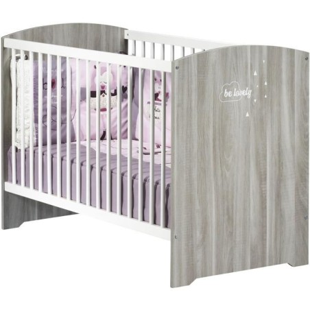 Chambre bébé complete - Lit 120x60, commode a langer et armoire - BABY PRICE - SMILE - Chene silex
