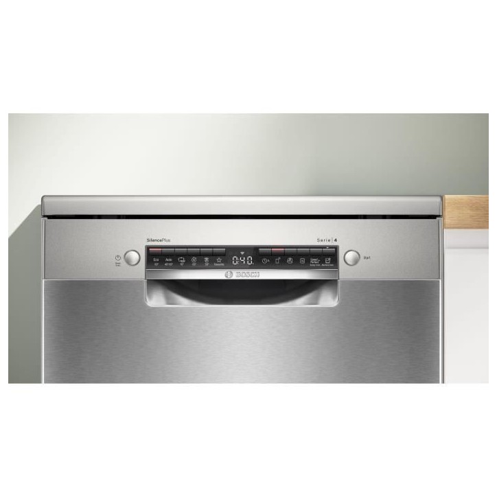 Lave-vaisselle pose-libre BOSCH SMS4ECI26E SER4 - 13 couverts - Induction - L60cm - 44 dB - tiroir a couverts - Acier brossé Lave-vaisselle pose-libre BOSCH SMS4ECI26E SER4 - 13 couverts - Induction - L60cm - 44 dB - tiroir a couverts - Acier brossé
