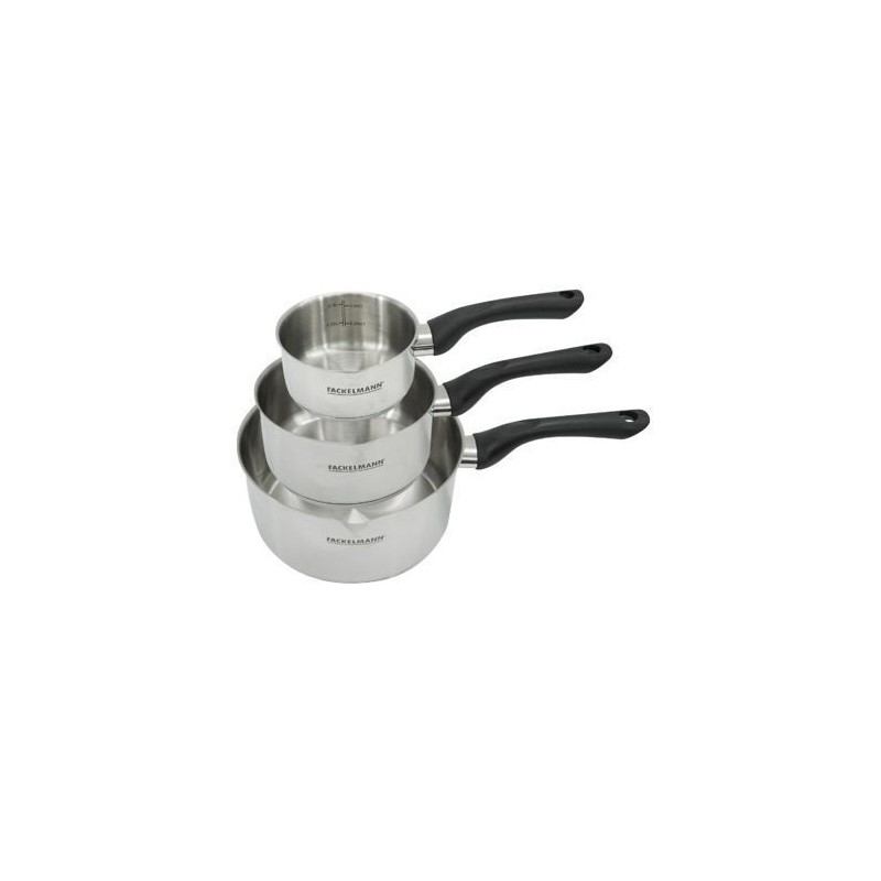 Set 3 casseroles 12 16 et 20 cm en inox Fackelmann Geneva